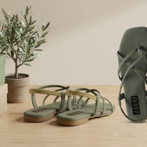 LIAAS Olive Green Strappy Flat Sandals